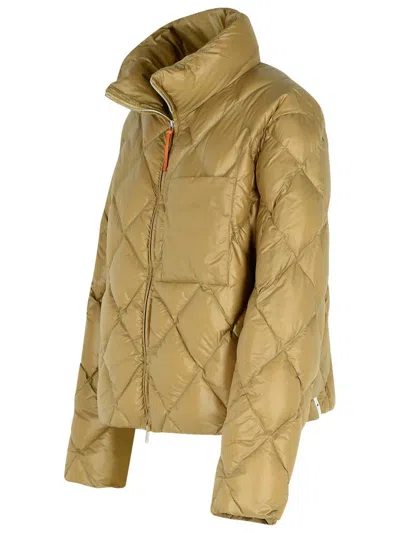 Jil Sander Down Jacket With Chest Pocket And High Collar In Beige