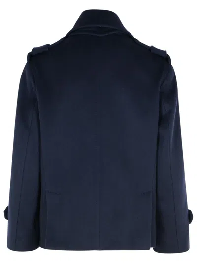 Shop Max Mara 'laveno' Blue Wool Blend Coat