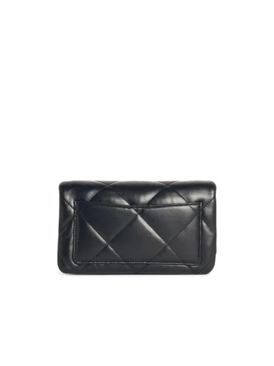 Tory Burch Kira Diamond Leather Wallet On Chain In Black