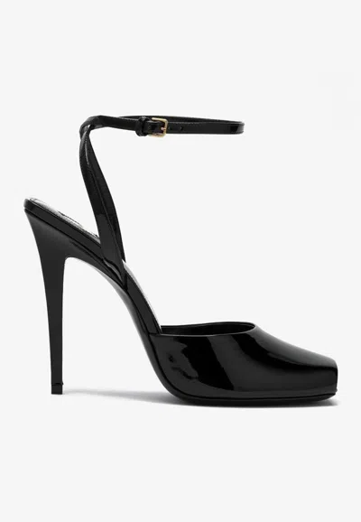 Saint Laurent La Scandale Patent Heels In Black