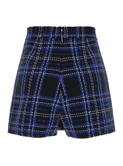 Msgm Black And Blue Skorts With Check Motif In Fabric Woman In Black