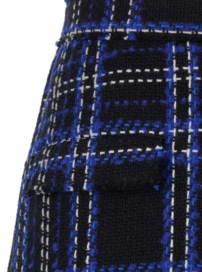 Msgm Black And Blue Skorts With Check Motif In Fabric Woman In Black