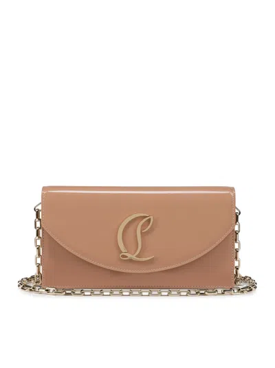 Christian Louboutin Loubi54 Flap Patent Leather Clutch Bag In Nude & Neutrals