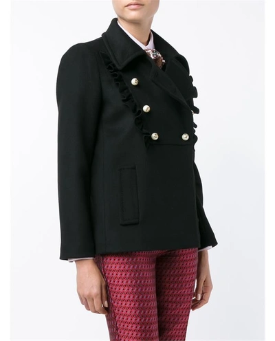 Shop Gucci Ruffle Wool Caban Jacket