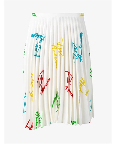 Shop Jw Anderson Signature Print Pleated Asymmetric Skirt