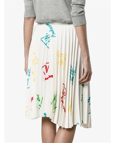 Shop Jw Anderson Signature Print Pleated Asymmetric Skirt