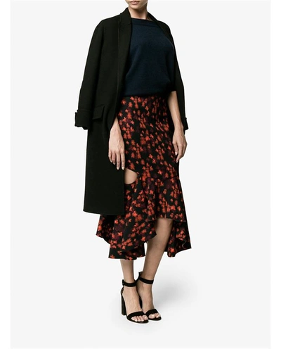 Shop Givenchy Floral Print Asymmetric Peplum Skirt