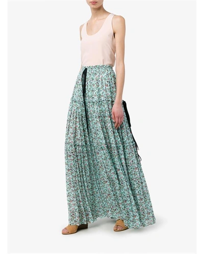 Shop Chloé Pleated Floral Print Maxi Skirt