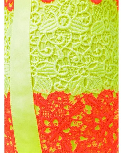 Shop Moschino Floral Neon Lace Pencil Skirt