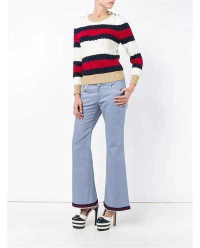 Shop Gucci Striped Wool Knitted Top