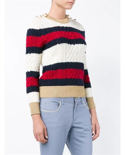 Shop Gucci Striped Wool Knitted Top