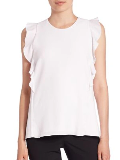 Shop Carven Ruffled Sleeveless Top In Blanc Optique