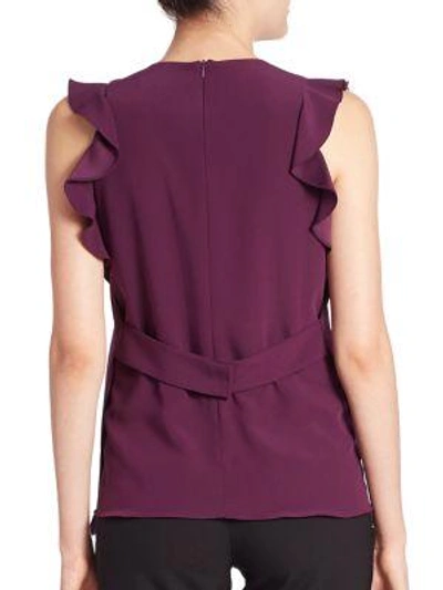 Shop Carven Ruffled Sleeveless Top In Blanc Optique