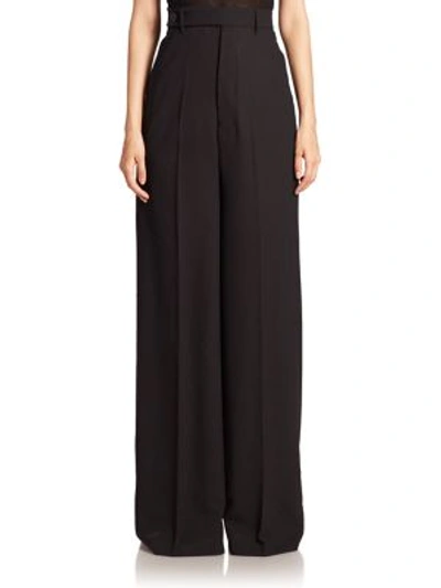 Rick Owens Astair Bell Wool Wide-leg Pants In Black