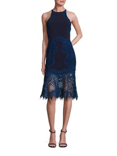 Jonathan Simkhai Cocktail Dress With Lace Crochet Overlay In Navy