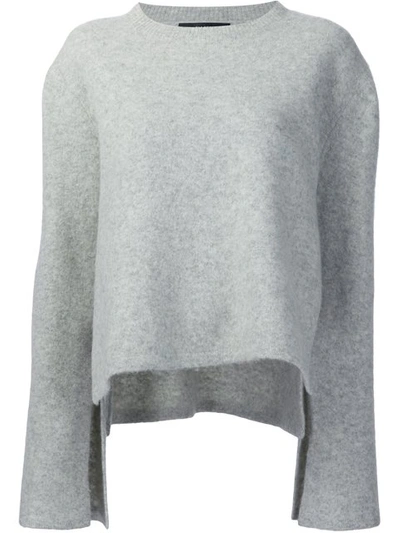 Ellery Side Slits Boiled Wool Sweater In Grey