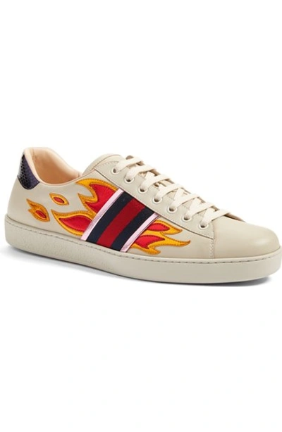Gucci 'new Ace Flames' Sneaker With Snakeskin Detail (men) In | ModeSens