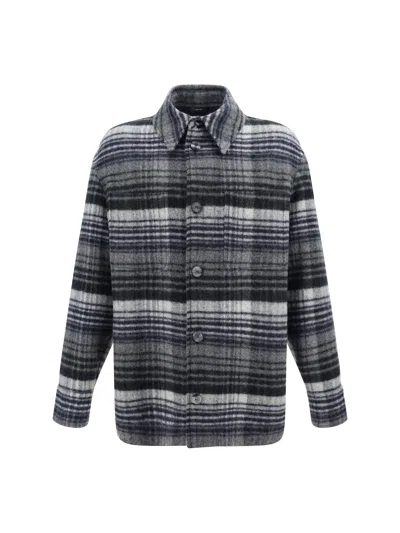 Fendi Checked Virgin Wool Overshirt Withdouble Breast Pocket In Flannel