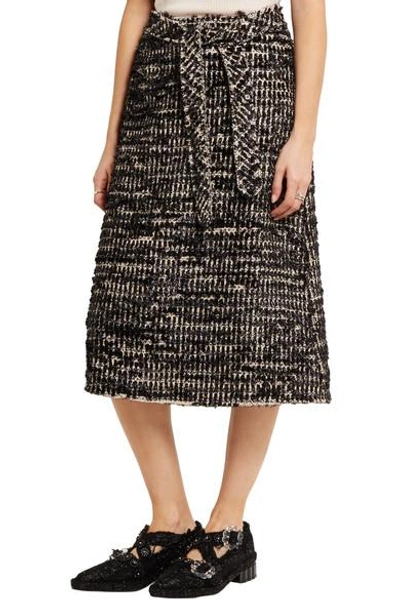 Shop Simone Rocha Metallic Tweed Midi Skirt