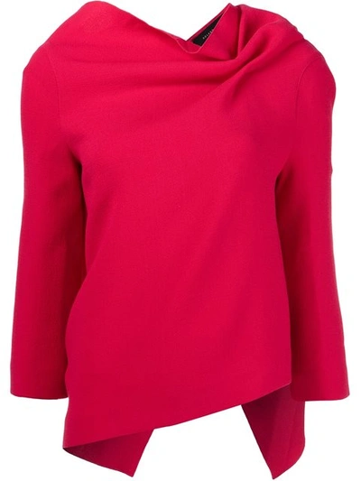 Roland Mouret Oscar Double-faced Wool Long-sleeved Top In Crimson-pink