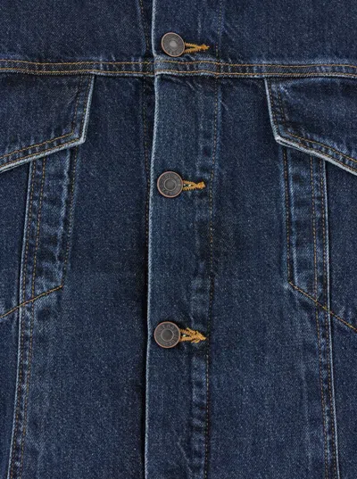 AGOLDE 'DALTON' BLUE JACKET WITH CLASSIC COLLAR AND PUFFED SLEEVES IN DENIM WOMAN 