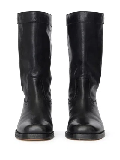 Isabel Marant 'ademe' Black Biker Boots With Buttons In Black