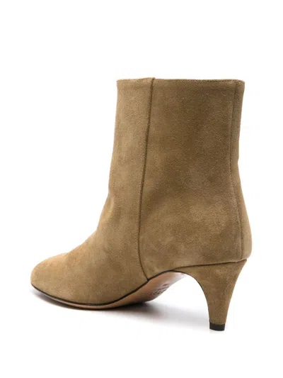 Isabel Marant Ankle Boots In Luxurious Calf Velvet Leather With Sleek Design And Refined Heel In Grey