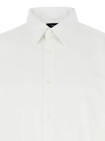 Theory Irving Structure Knit Button-up Shirt In Neutral