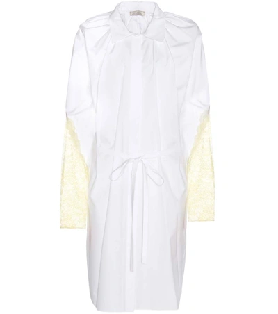 Nina Ricci Lace-trimmed Cotton Shirt Dress In White