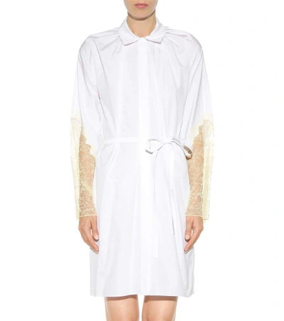 Shop Nina Ricci Lace-trimmed Cotton Shirt Dress