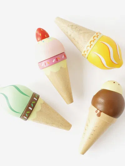 Le Toy Van Wooden Ice Cream Cones Set ( W:10cm D:10cm H:13.7cm) One Size Multicoloured In Multicoloured