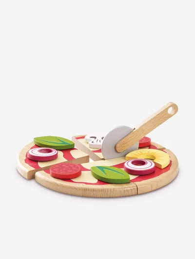 LE TOY VAN LE TOY VAN PIZZA & TOPPINGS WITH SLICE CUTTER-13 PIECE (W:20 X D:20 X H:2CM) ONE SIZE RED BY CHILDSP 