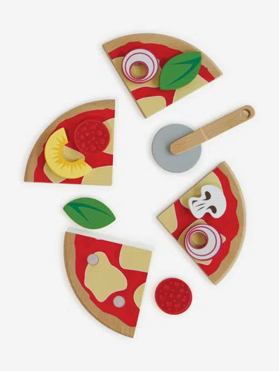 Le Toy Van Pizza & Toppings With Slice Cutter-13 Piece (w:20 X D:20 X H:2cm) One Size Red By Childsp In Red