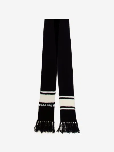 Marni Kids Striped Knitted Scarf In Black