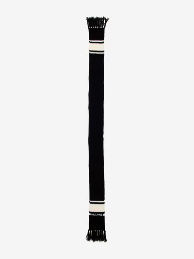 Marni Kids Striped Knitted Scarf In Black