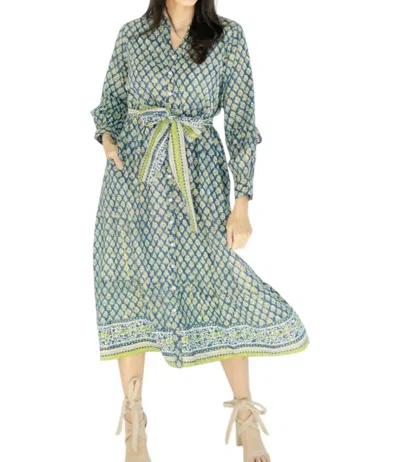 Clara The Label Emory Dress In Blue/green In Multi