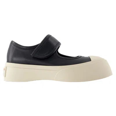 Marni Pablo Mary Jane Nappa Leather Sneakers In Black
