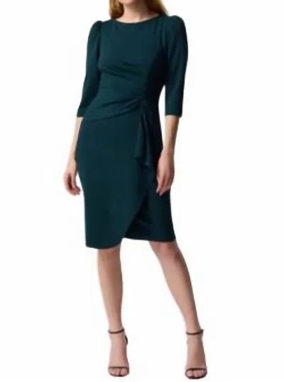Joseph Ribkoff Scuba Crepe Boat Neckline Sheath Dress In Alpine Green In Multi
