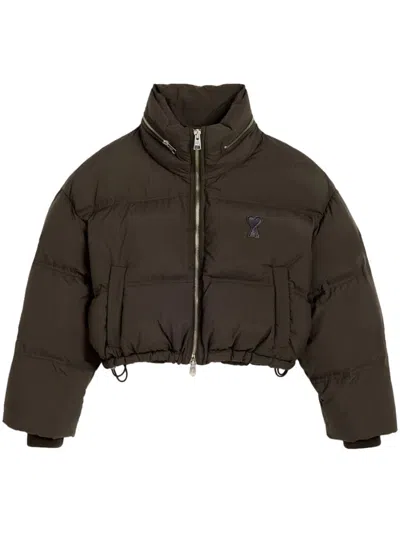 Ami Alexandre Mattiussi Long-sleeved Down Jacket In Brown