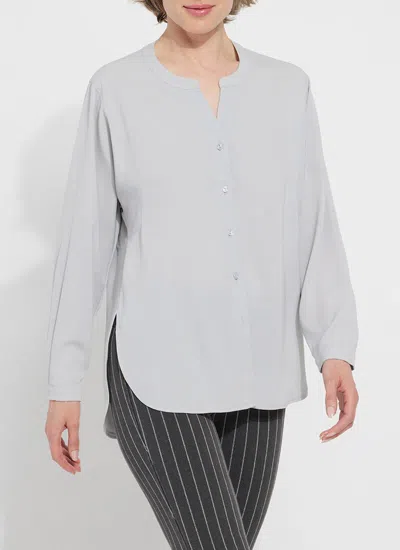 Lyssé Mia Stretch Woven Top In Pearl Grey In Grey