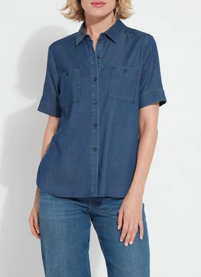 Lyssé Lola Chambray Shirt In Dark Midwash In Blue