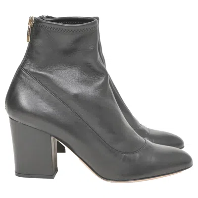 Sergio Rossi Block Heel Ankle Boots In Black Leather In Black