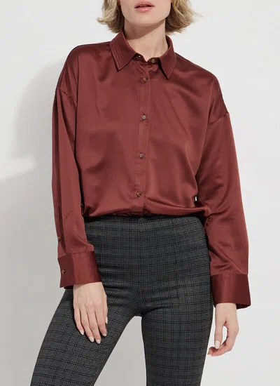 Shop Lyssé Kristin Stitched Satin Shirt In Red