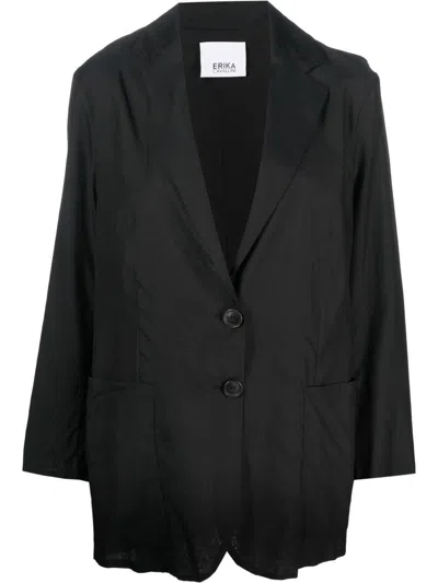 Erika Cavallini Semi-couture Black Single Breasted Blazer In Black