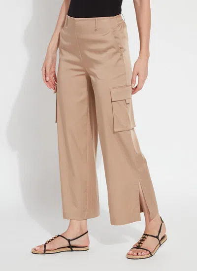 Lyssé Hi Waisted Wide Leg Denim Pant In Tanned In Nude