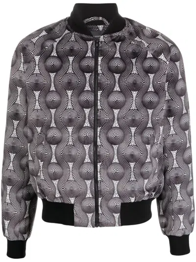 Ozwald Boateng Printed Velvet Bomber Jacket In Grey