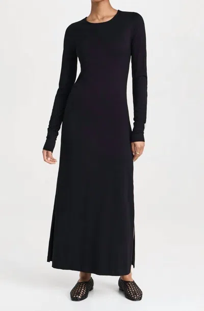 Les Tien Lily Long Sleeve Dress Jet Black In Black