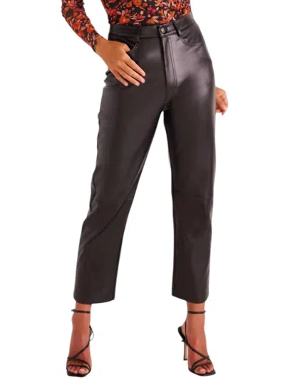 Minkpink Leena Faux Leather Pants In Black In Black
