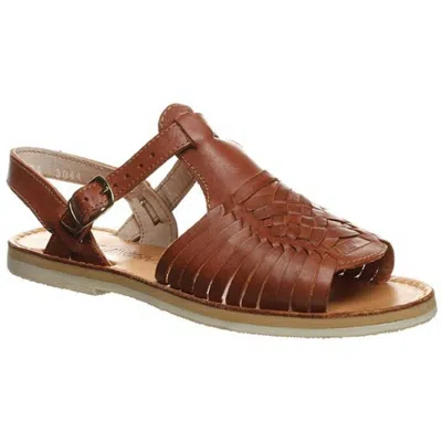 Bearpaw Gloria Womens Leather Woven Huarache Sandals In Brown