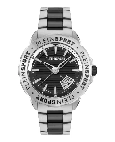 Plein Sport Two-tone Bracelet Watch With Black Enamel Dial In Multi